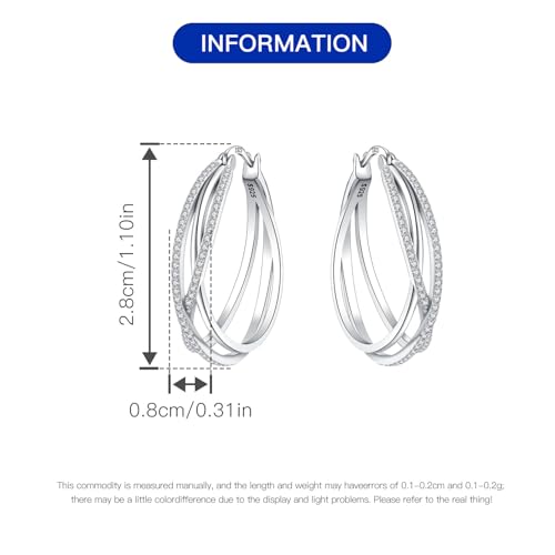 Thumbnail 2 de CYMYSS 925 Sterling Silver Hoop Earrings for Women: Hypoallergenic, Lightweight and Elegant