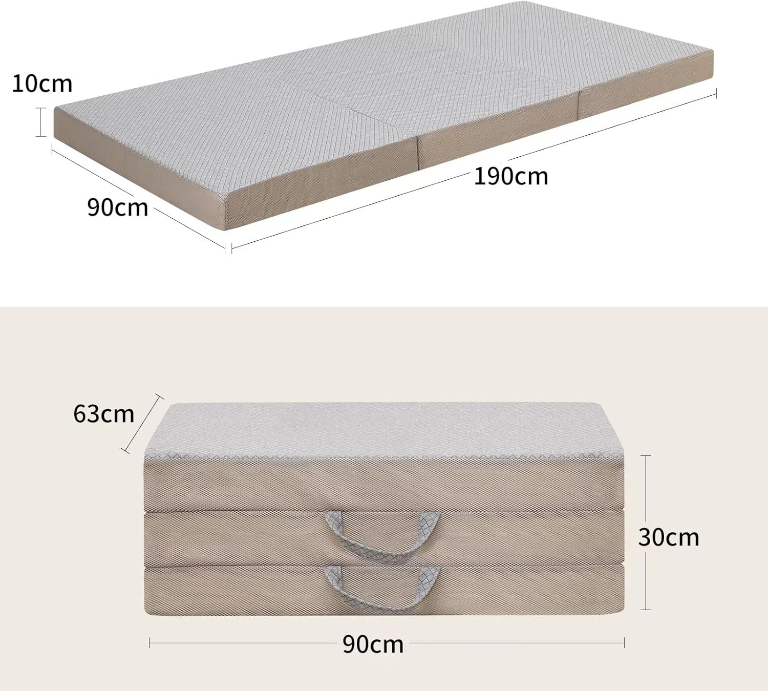 Detalle de Gwydre tri-fold memory foam mattress 10cm