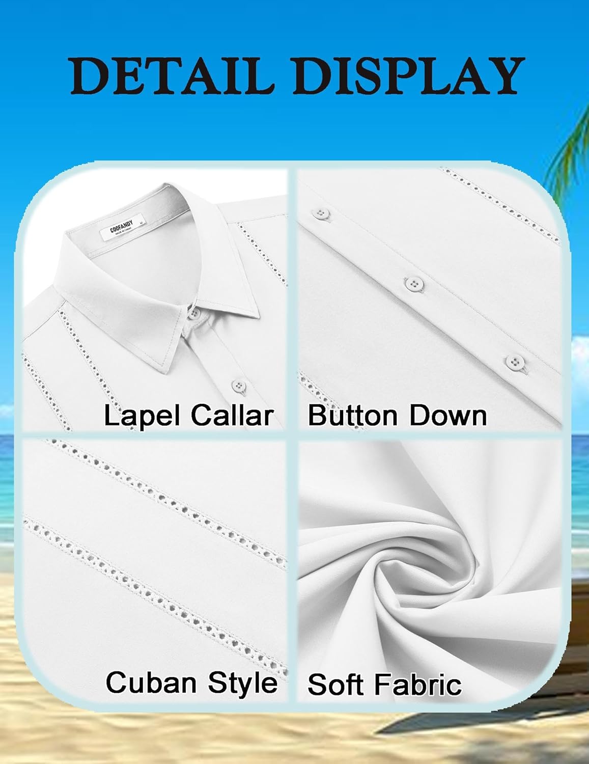 Thumbnail 4 de COOFANDY Men’s Cuban Guayabera Shirt Short Sleeve Button-Down (Summer Beach Shirt)