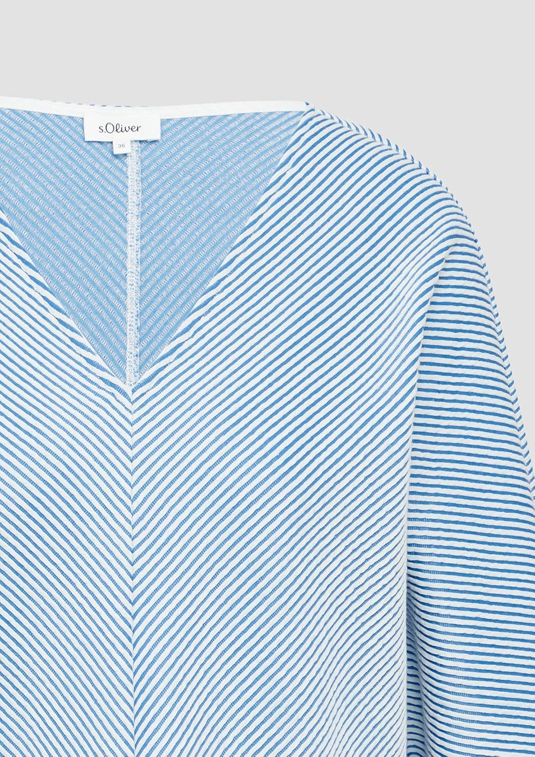 Detalle de s.Oliver 2164115 T-Shirt Femme – coupe décontractée à rayures et col en V