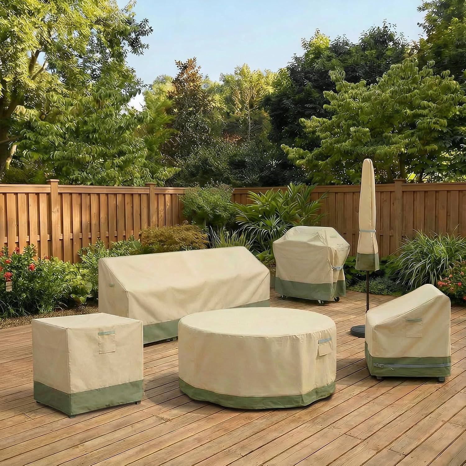 Detalle de BPS A484-PKIGN-CAFL0 Patio Furniture Cover, 600D Waterproof and Anti-UV