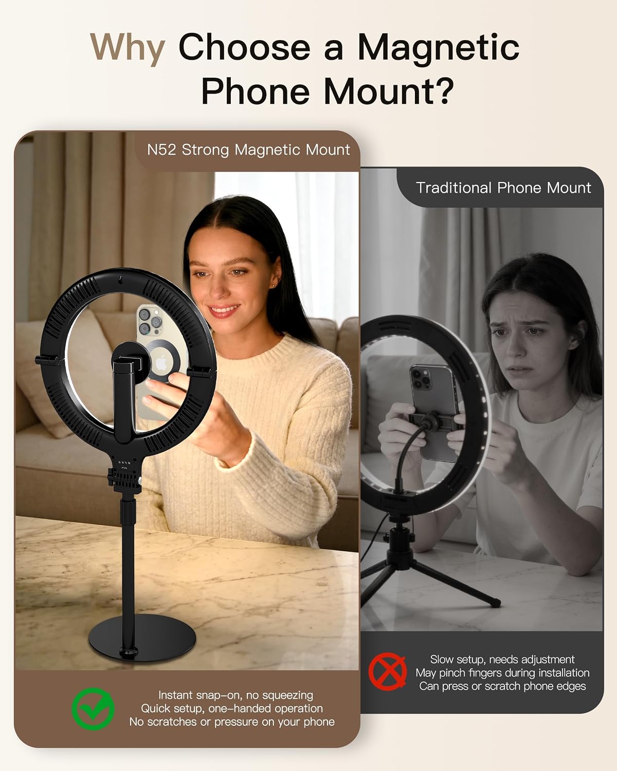 Detalle 2 de NiceVeedi Magnetic Desk Ring Light, 5000mAh