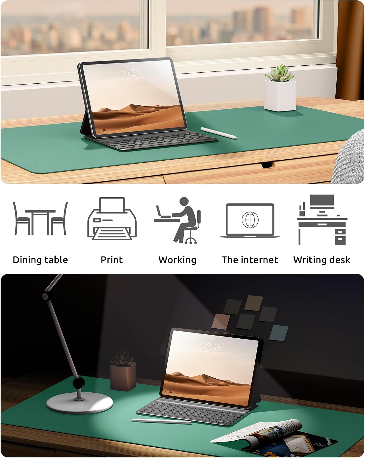 Thumbnail 5 de YSAGi Leather Desk Mat, Large 90 x 43 cm in Viridian Green