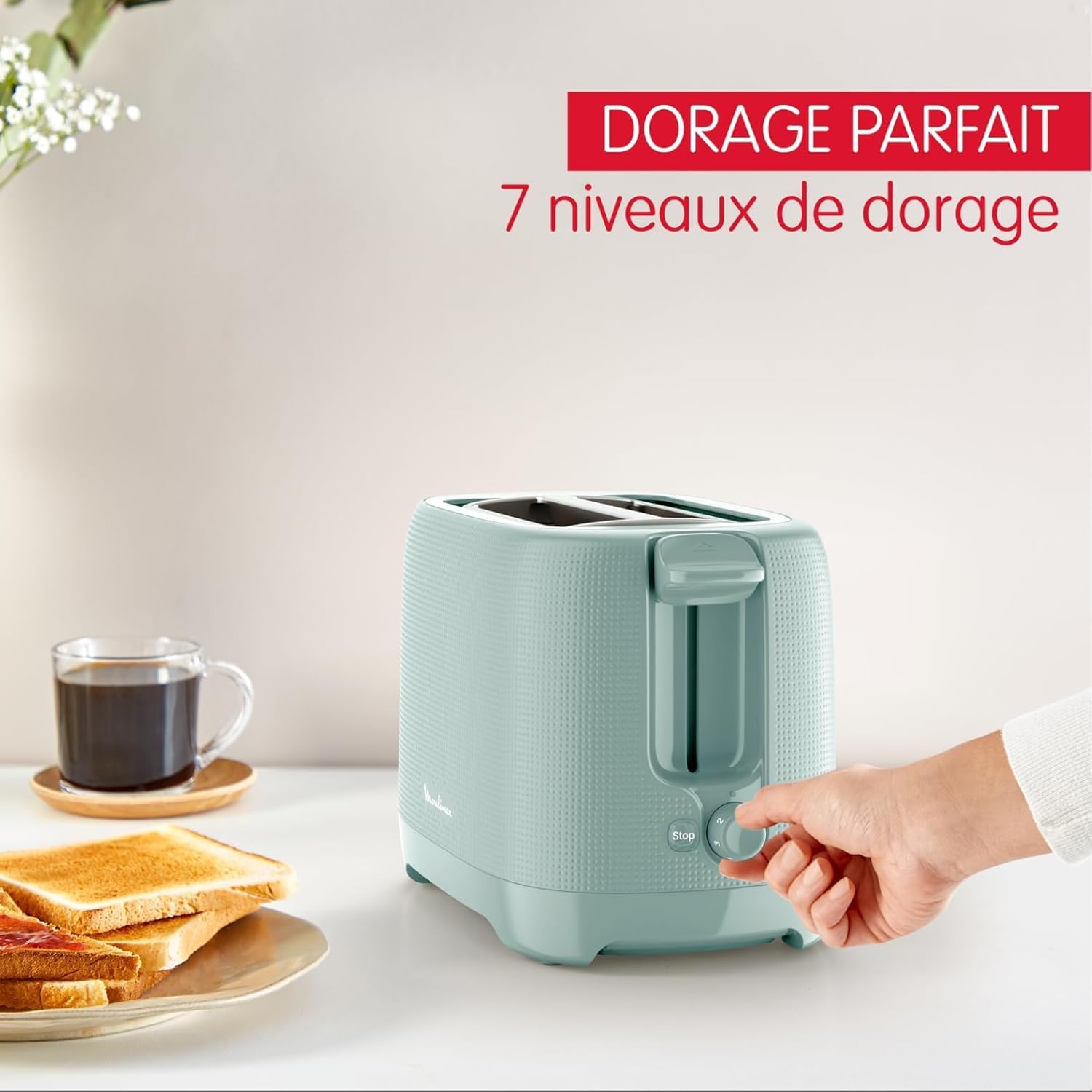 Thumbnail 3 de Moulinex LT2M1310 : grille-pain 2 fentes extra-larges, 7 niveaux de dorage et fonction réchauffage