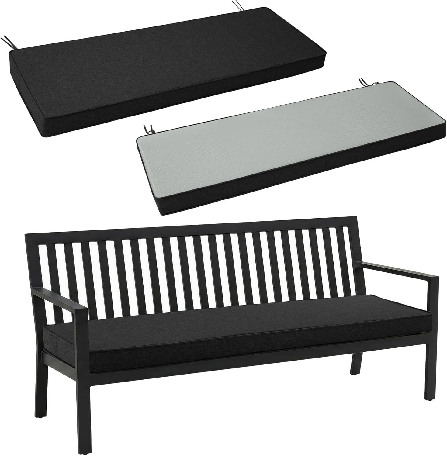 Detalle de Fitfree FCDD4516BK1P Outdoor Bench Cushion, 45 x 16 Inches, Black