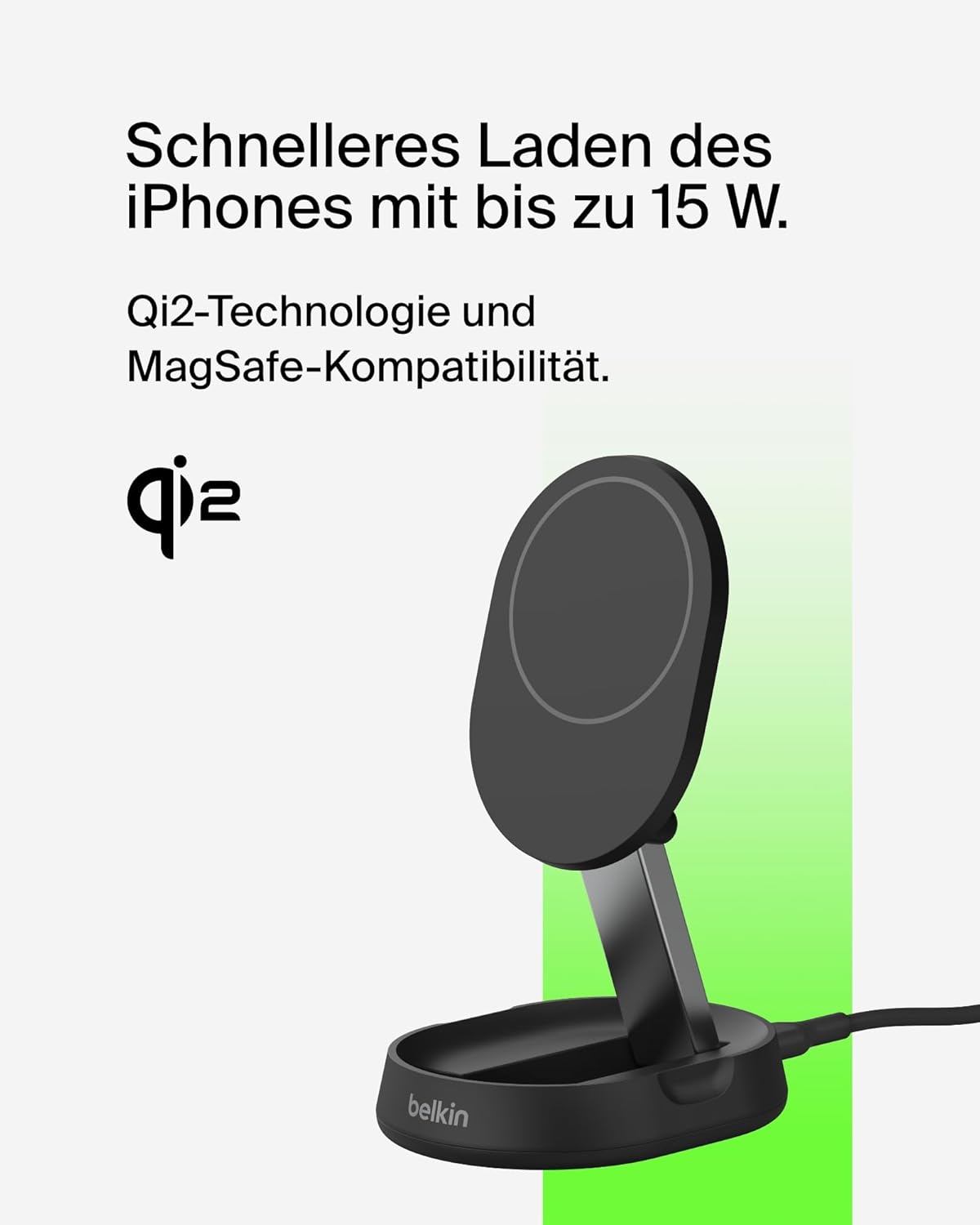 Thumbnail 1 de Belkin BoostCharge Pro induktive Ladestation 15W (Qi2) mit MagSafe-Kompatibilität – kabelloses Ladegerät inkl. 20-W-Netzteil, Schwarz