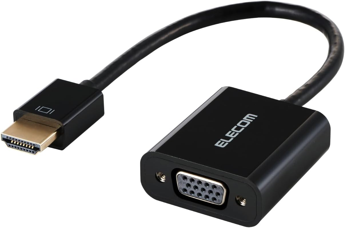 Detalle de エレコム EC-HDMIVGABK2 HDMI-VGA変換アダプター 約15cm・FHD/60Hz対応