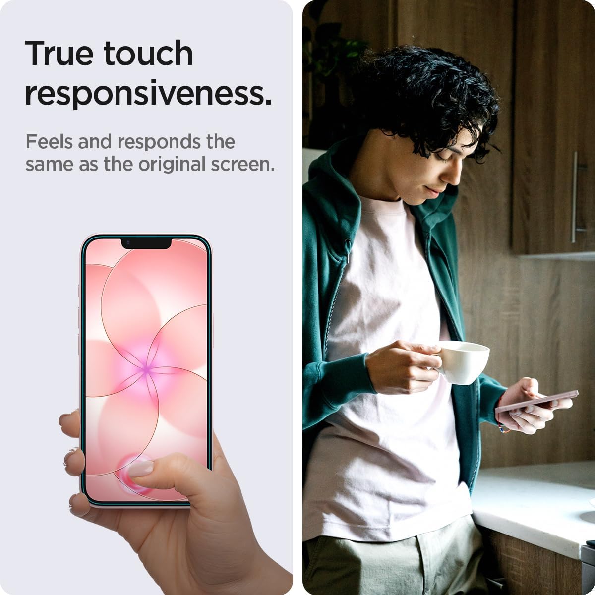 Detalle 2 de Spigen Glas.tR EZ Fit - Protector Pantalla 9H para iPhone