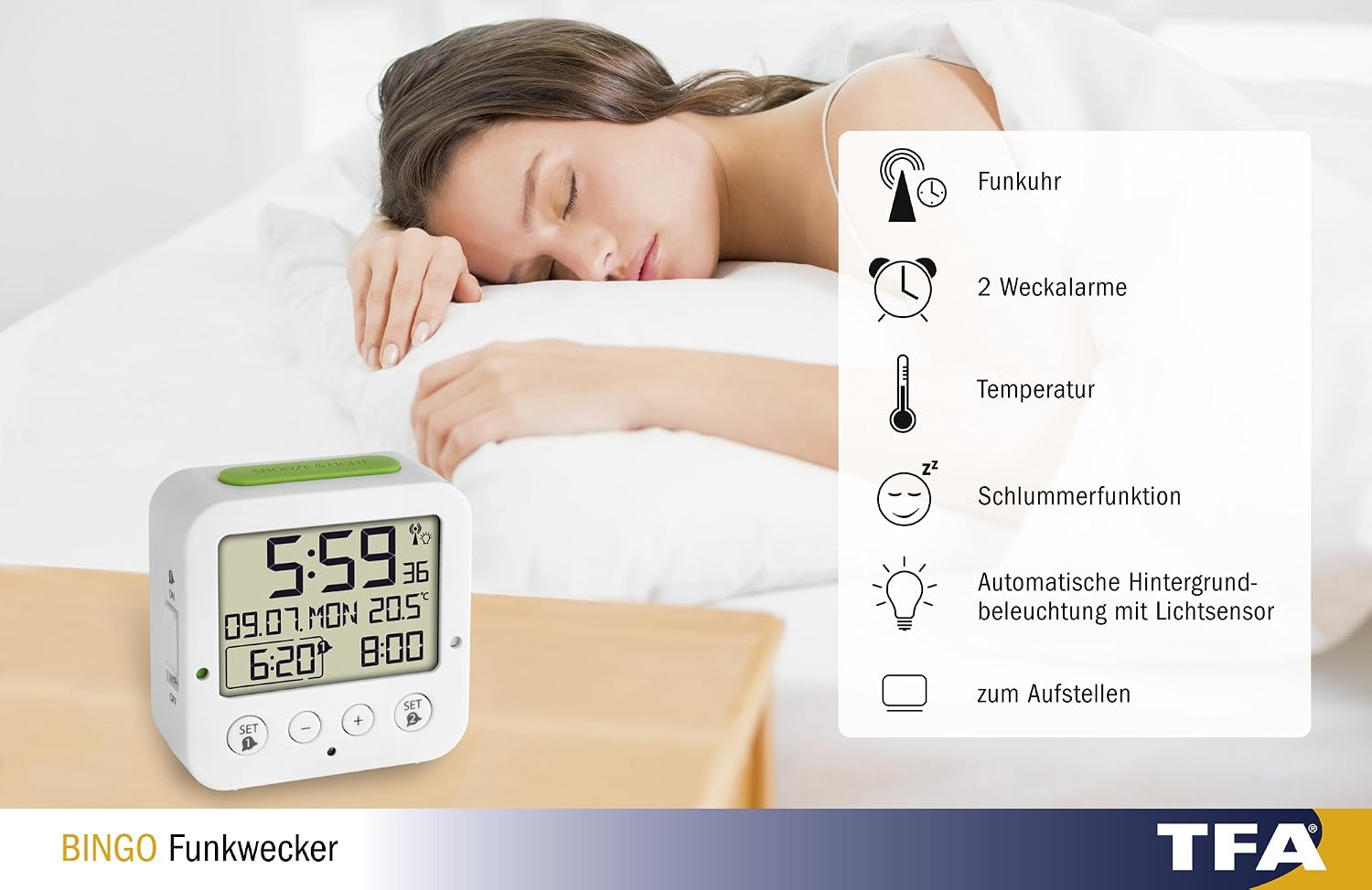 Thumbnail 5 de TFA Dostmann Bingo Funk-Wecker digital 60.2528.02