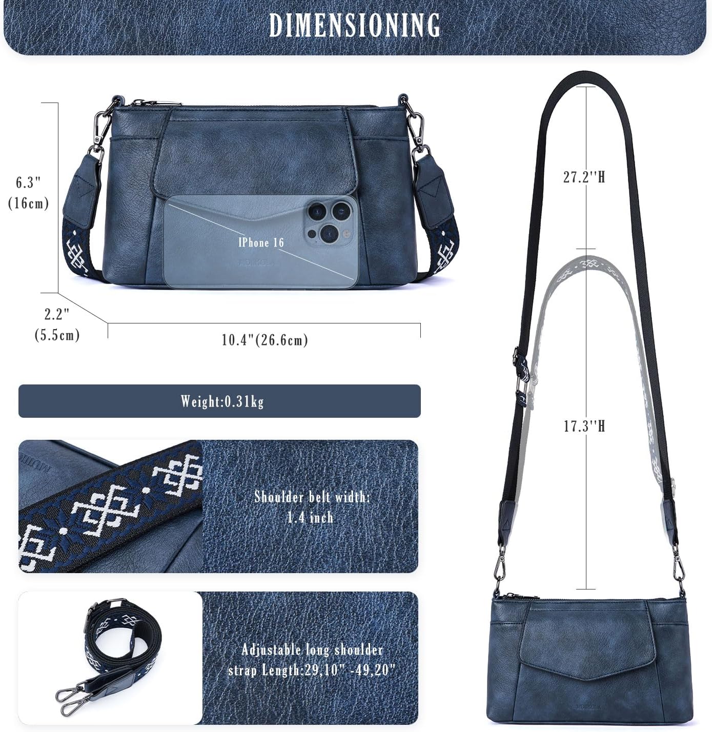 Detalle de MUIIKOLA Crossbody Bag 10.4in