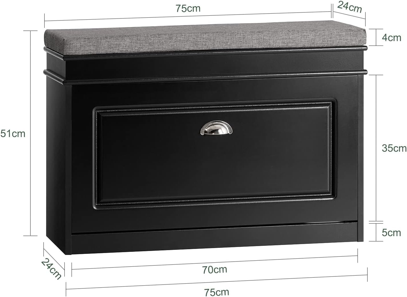 Thumbnail 2 de SoBuy FSR82-L-SCH Banc à chaussures 75×24×51 cm