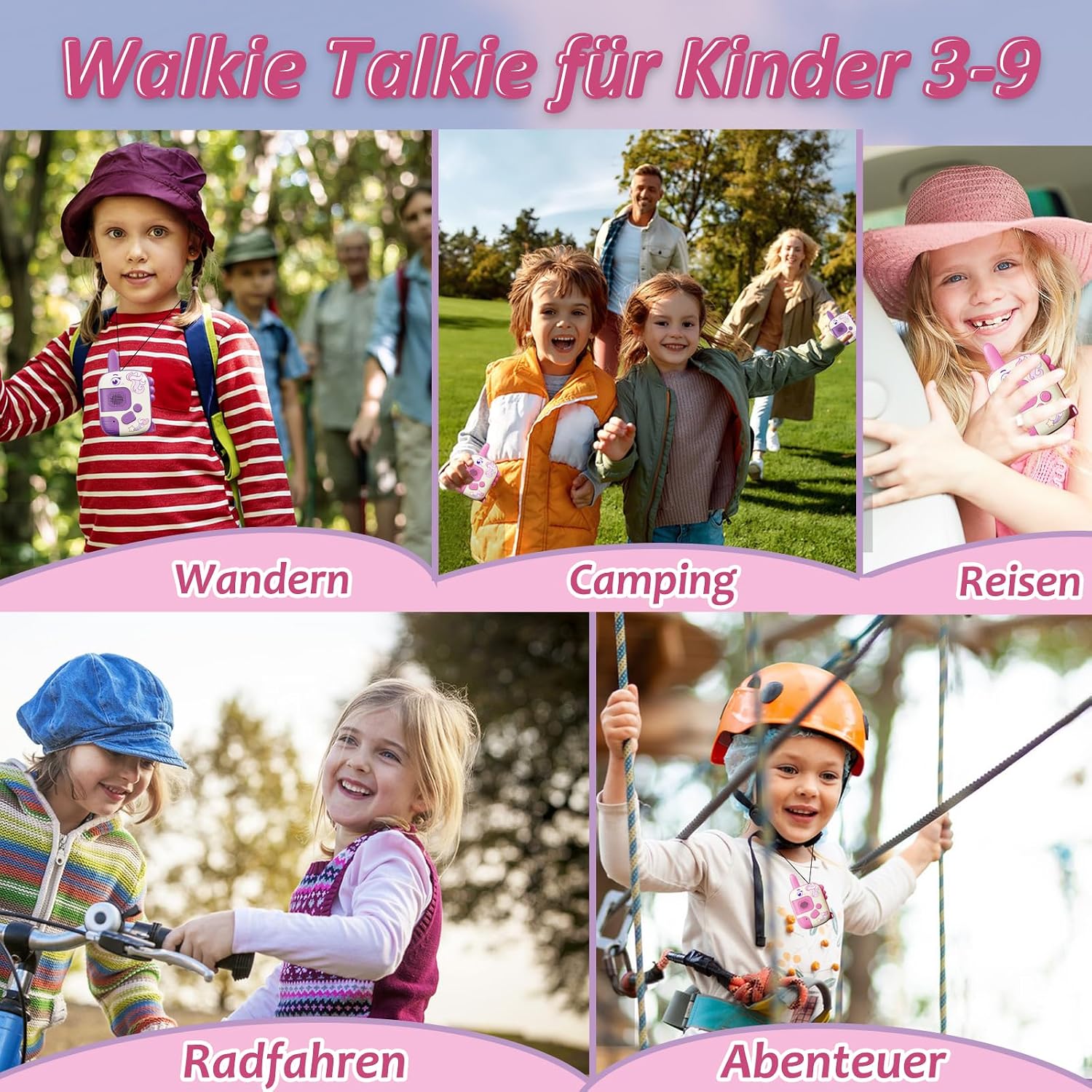 Detalle 2 de Kinder-Walkie-Talkies (ab 3–8 Jahren) mit Einhorn-Design – robustes Spielzeug für Outdoor-Abenteuer