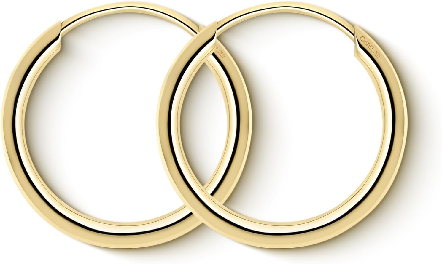 Detalle de Orecchini Cerchio Donna in Oro Giallo 18K 750, Ø15 mm – Creoli leggerissimi in scatola regalo