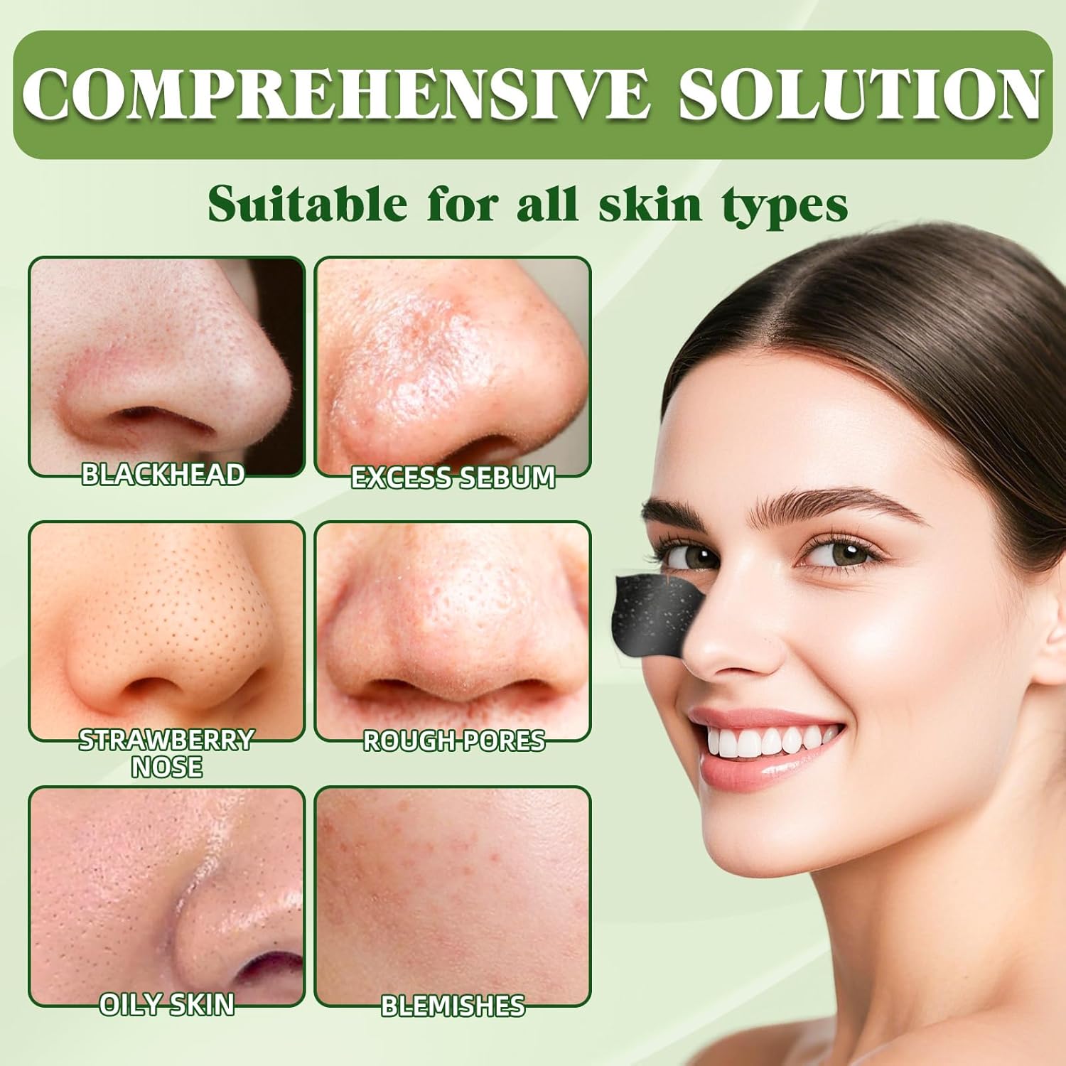 Thumbnail 3 de Eveellyn Mitesserentferner Stripes mit natürlicher Bambuskohle – Mitesserstreifen für Männer & Frauen (10 Stück)