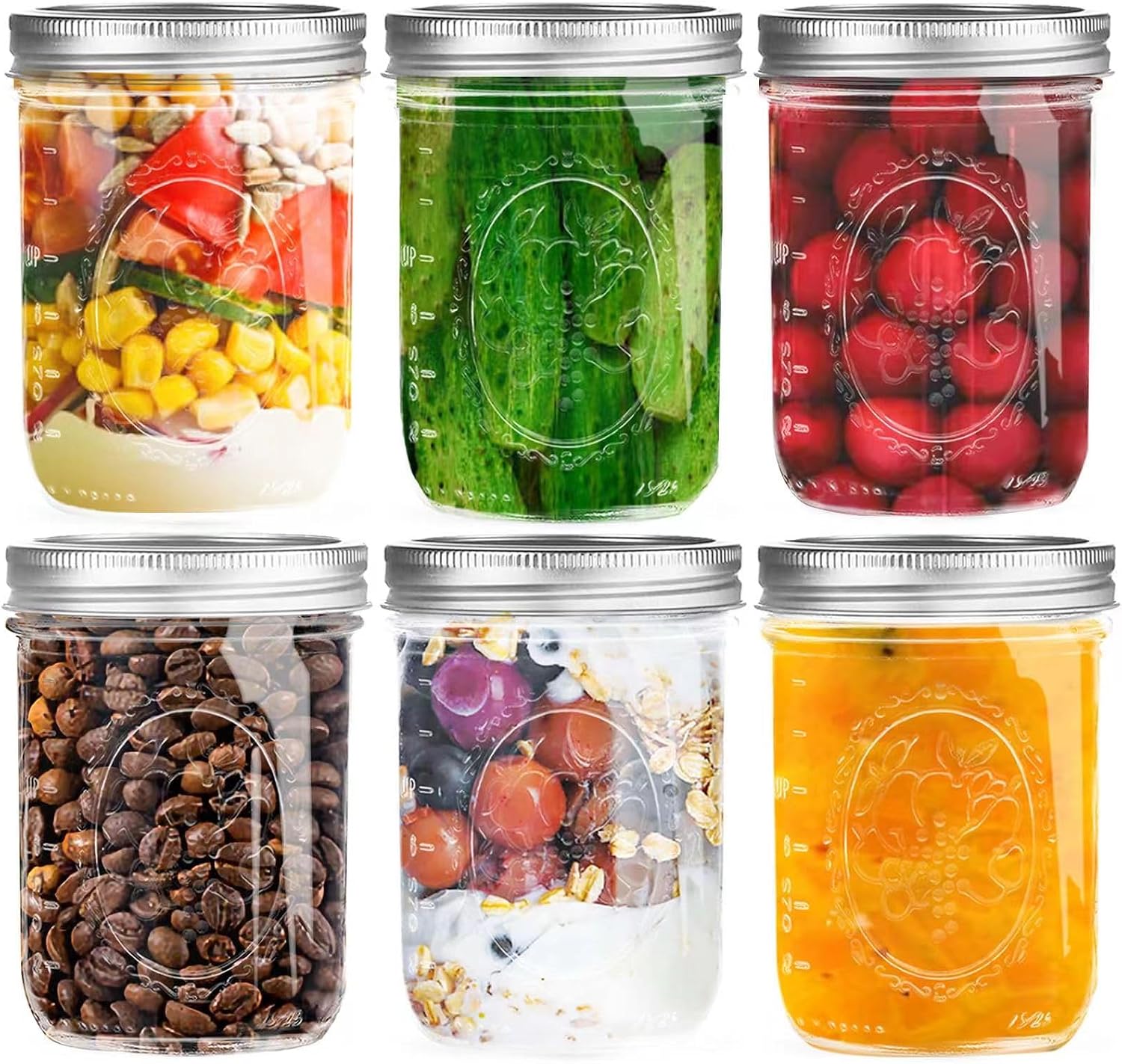 Detalle de Miuyhji Wide Mouth Mason Jars 16 oz for Preserving 🫙