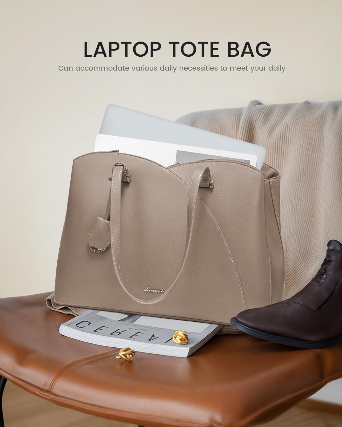 Thumbnail 6 de LOVEVOOK Laptop-Handtasche für Damen (15,6 Zoll) – große Shopper-Tasche mit Fächern