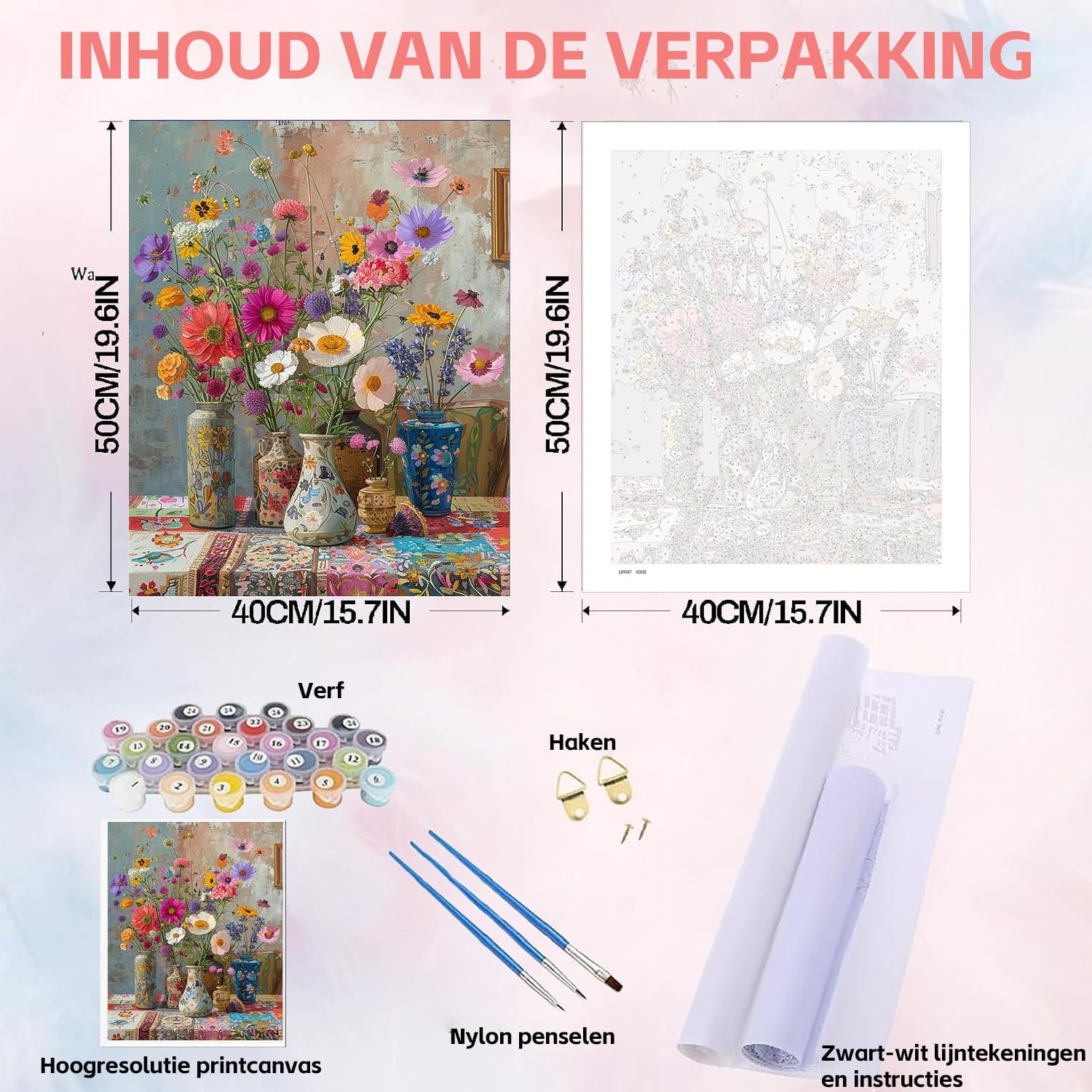 Thumbnail 1 de GOUGOUFAFA Malen nach Zahlen Blume 40×50 cm ⌚