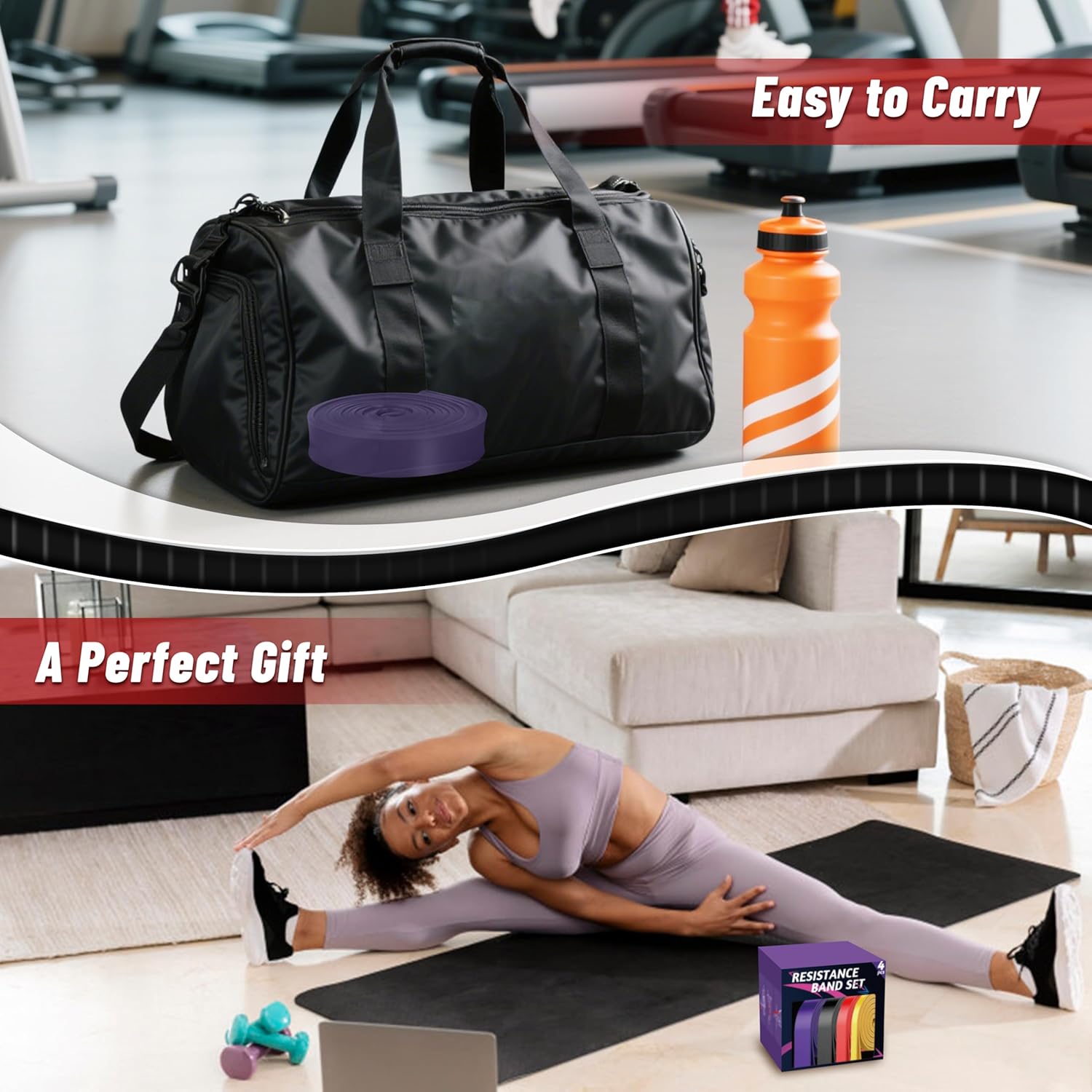 Thumbnail 5 de Aouplry resistance bands set with door anchor (unisex) for strength, shaping and rehab