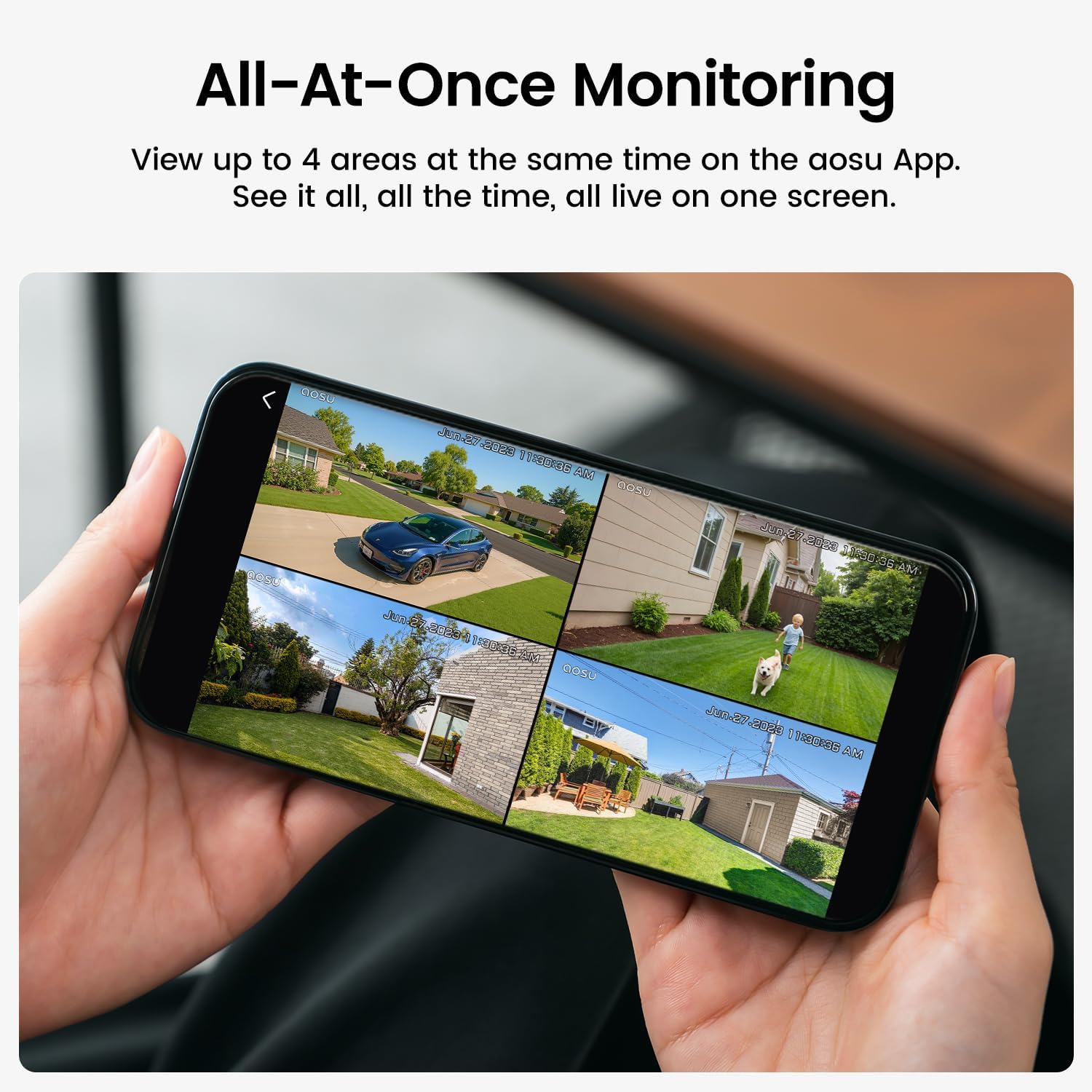 Thumbnail 4 de aosu 2K Security Camera Outdoor Wireless, 2-Cam Kit with aosuBase (Solar-Powered, No Monthly Fee, Local 32GB Storage)
