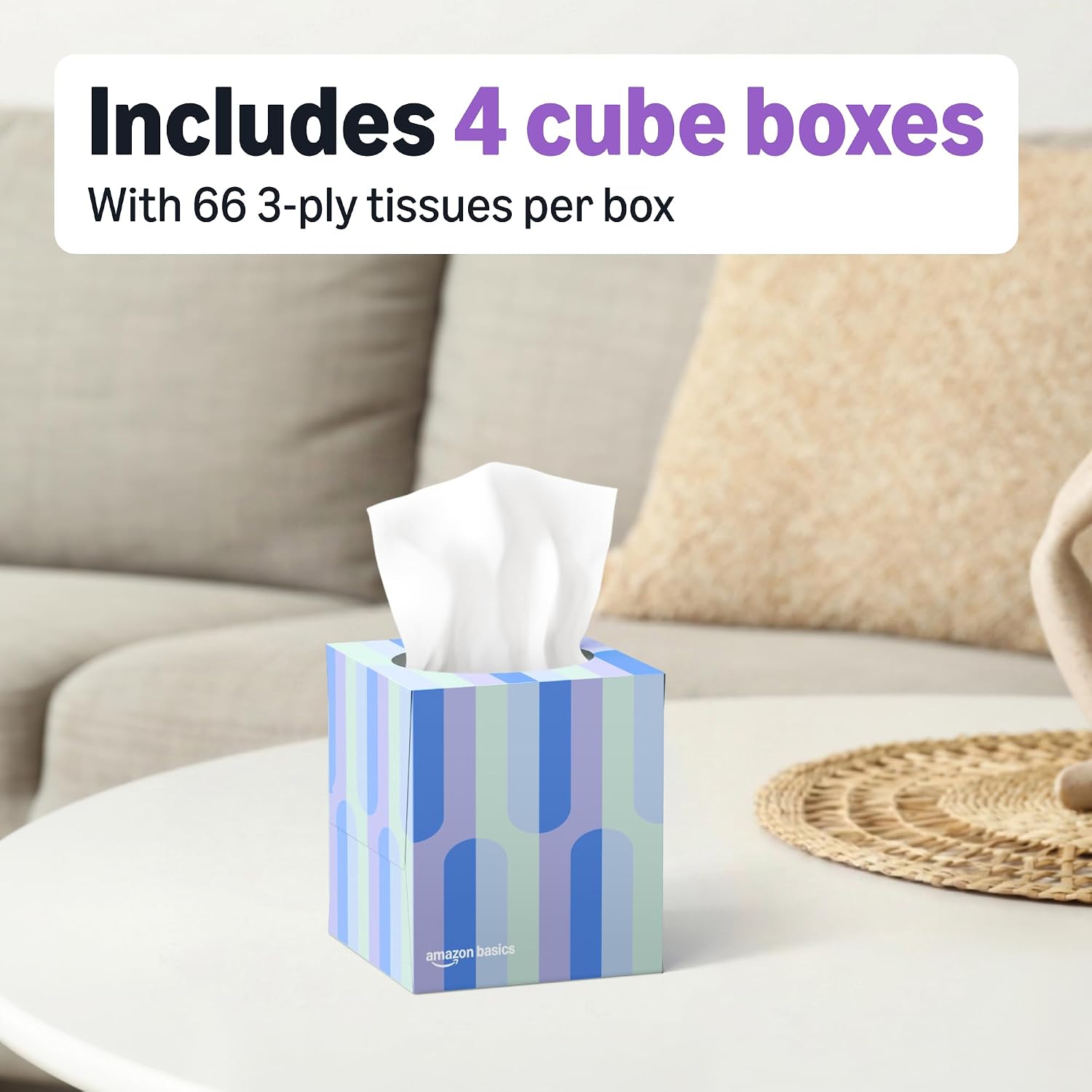 Detalle de Brand Amazon Presto! Ultra-Soft 3-Ply Facial T tissues, 264 count (4 x 66) – FSC-Certified