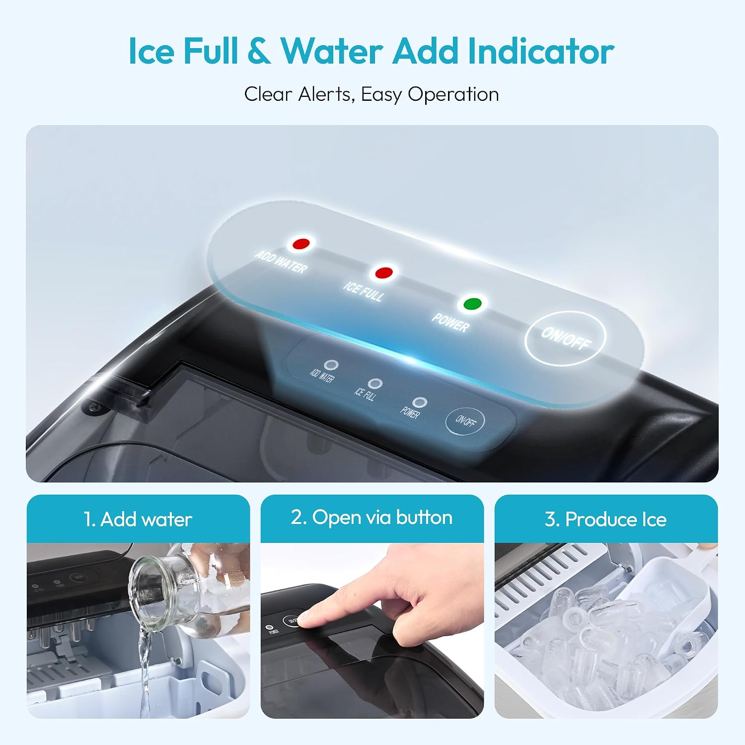 Thumbnail 6 de EUHOMY IM-06S-HM Countertop Ice Maker, Silver, 6-Minute Bullet Ice