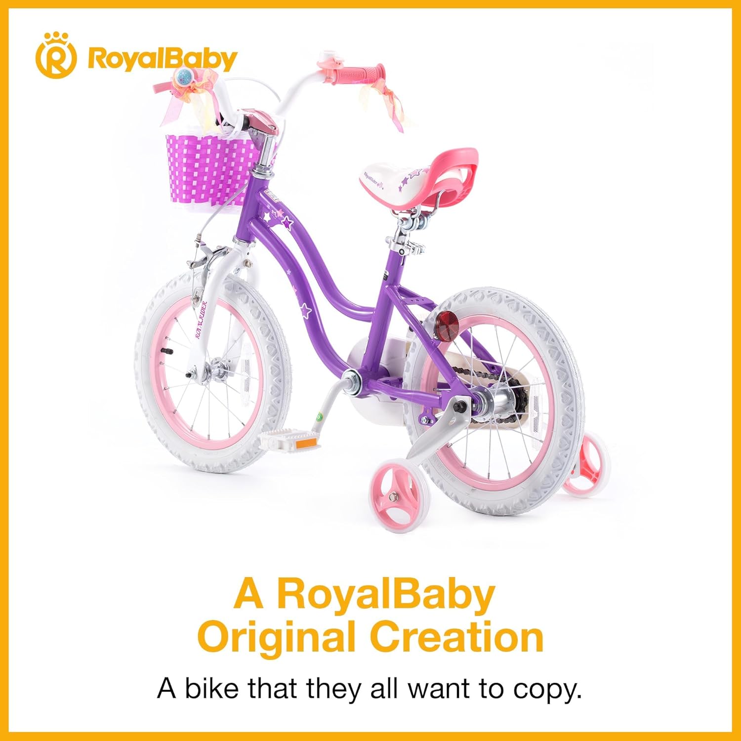 Thumbnail 3 de RoyalBaby Stargirl 12 Inch Kids Outdoor Bicycle (Purple) w/ Basket, Bell & Training Wheels