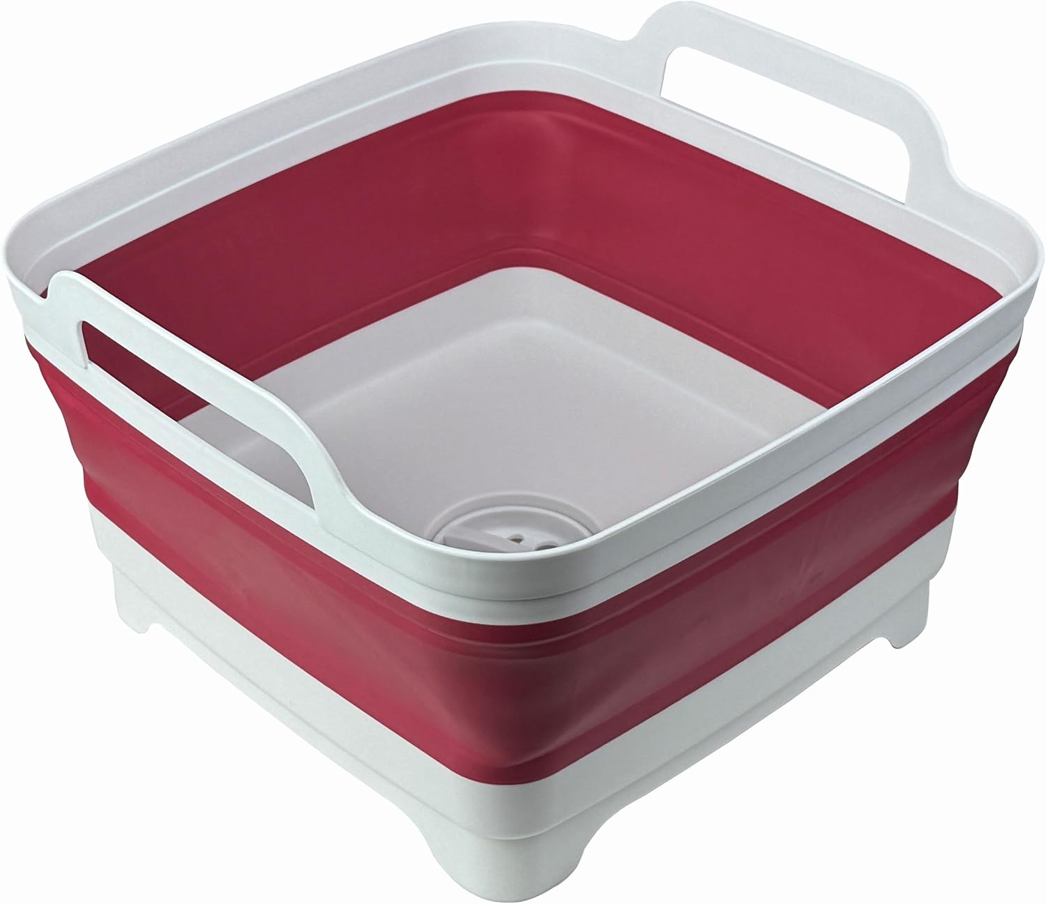 Detalle de Collapsible Wash Basin 9L: Foldable Dish Tub with Drain Plug for Camping, Laundry, and Kitchen Use
