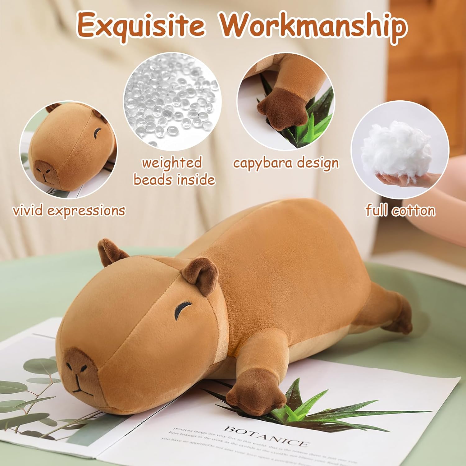Thumbnail 2 de SQEQE Weighted Capybara Plush (9.8 inch, 0.8 lbs) — weighted stuffed animal pillow toy