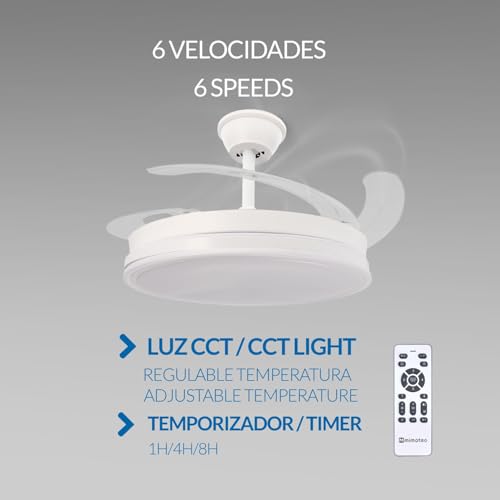 Thumbnail 3 de M mimotec White Olga: Ventilador de Techo LED con Luz CCT regulable y 6 velocidades
