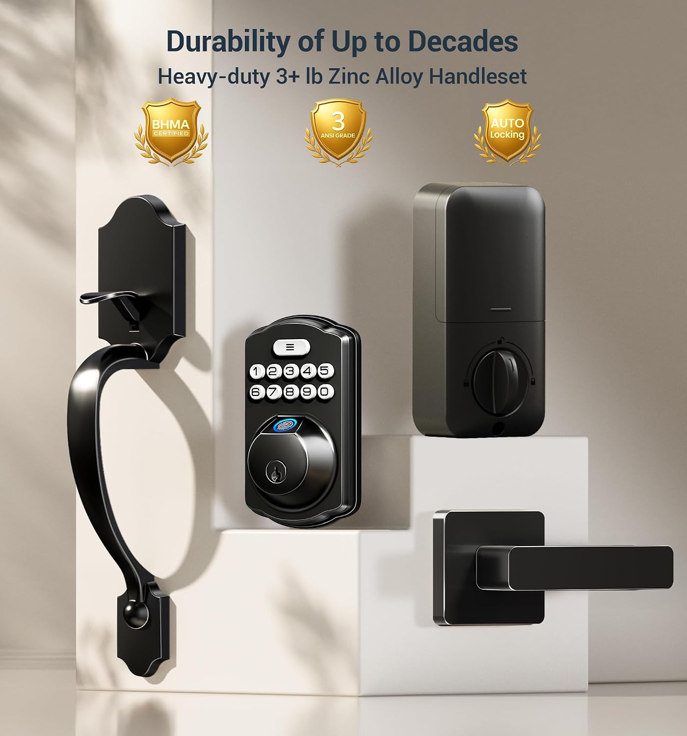 Thumbnail 6 de Veise Fingerprint Deadbolt Lock, Matte Black