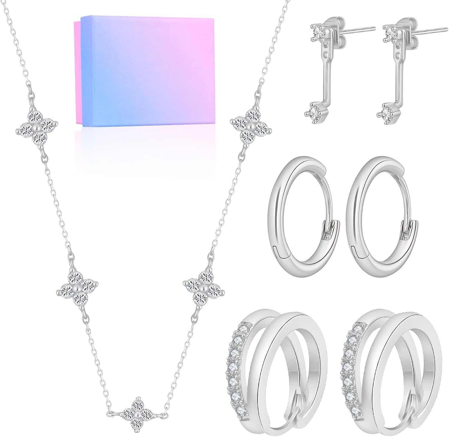 Detalle 1 de Vierblättriges Kleeblatt Schmuckset 3-teilig