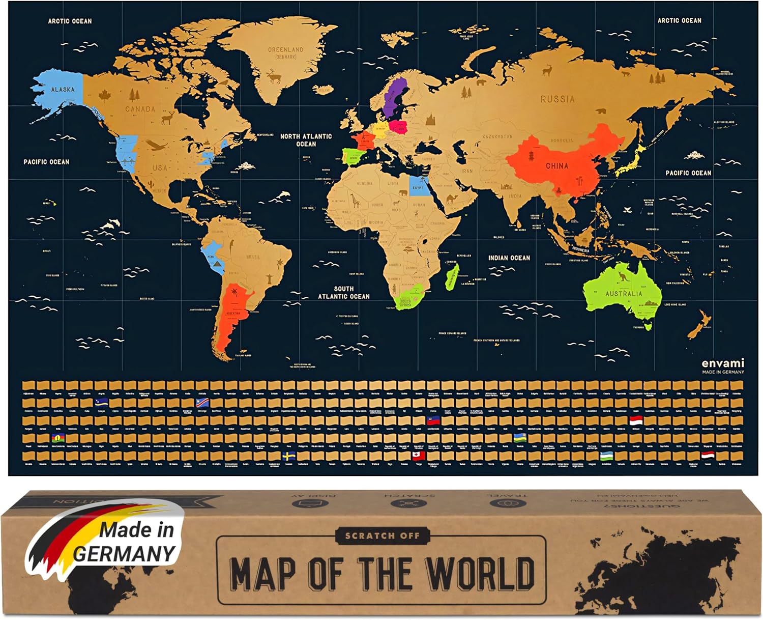 Thumbnail 6 de envami Mappa del Mondo da Grattare 68 x 43 cm – scratch off map silver metallizzato