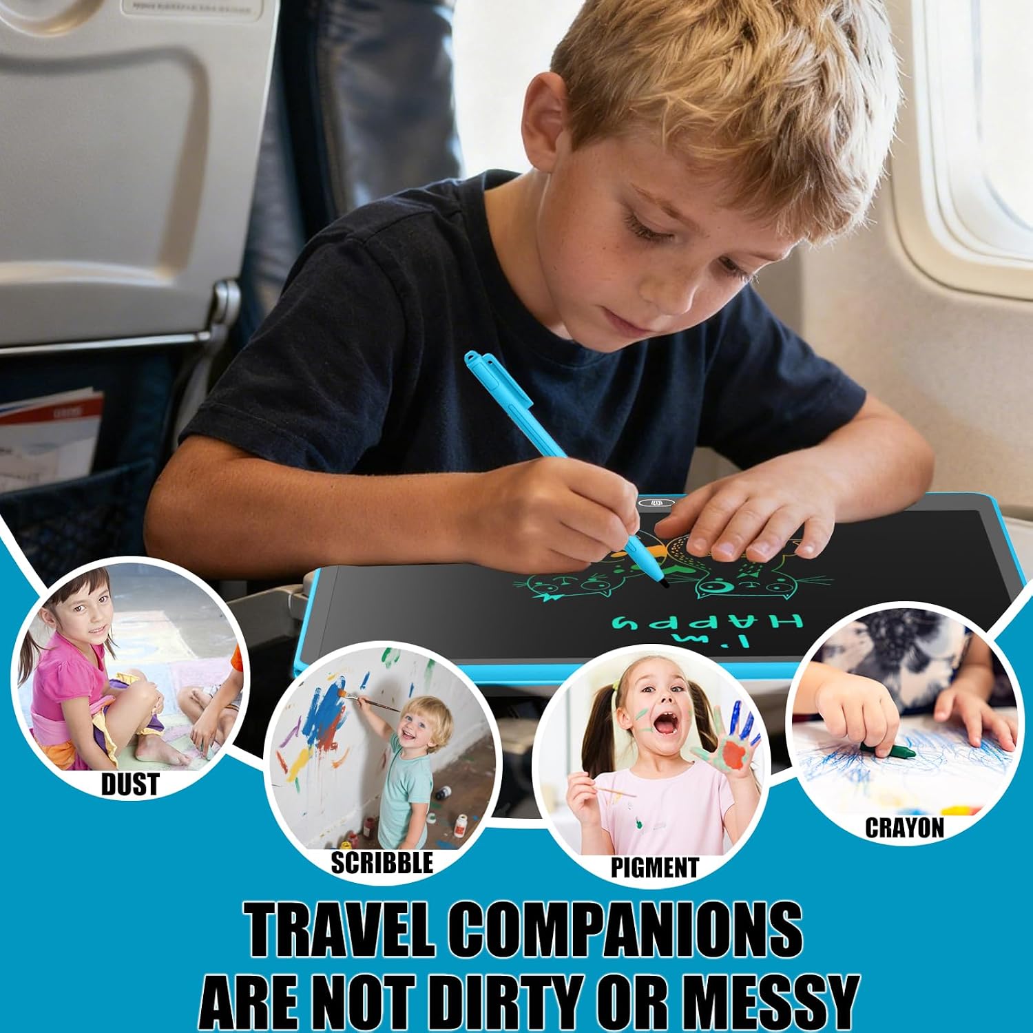 Thumbnail 4 de Two Pens 16 Inch LCD Drawing Tablet — Portable, Reusable Magic Board for Kids (Blue)