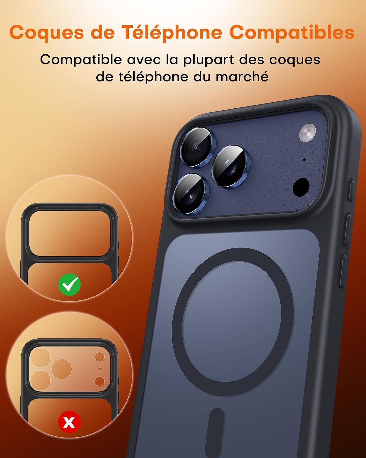 Thumbnail 6 de TOCOL Protection caméra iPhone 17 Pro Max lot de 2, verre trempé bleu