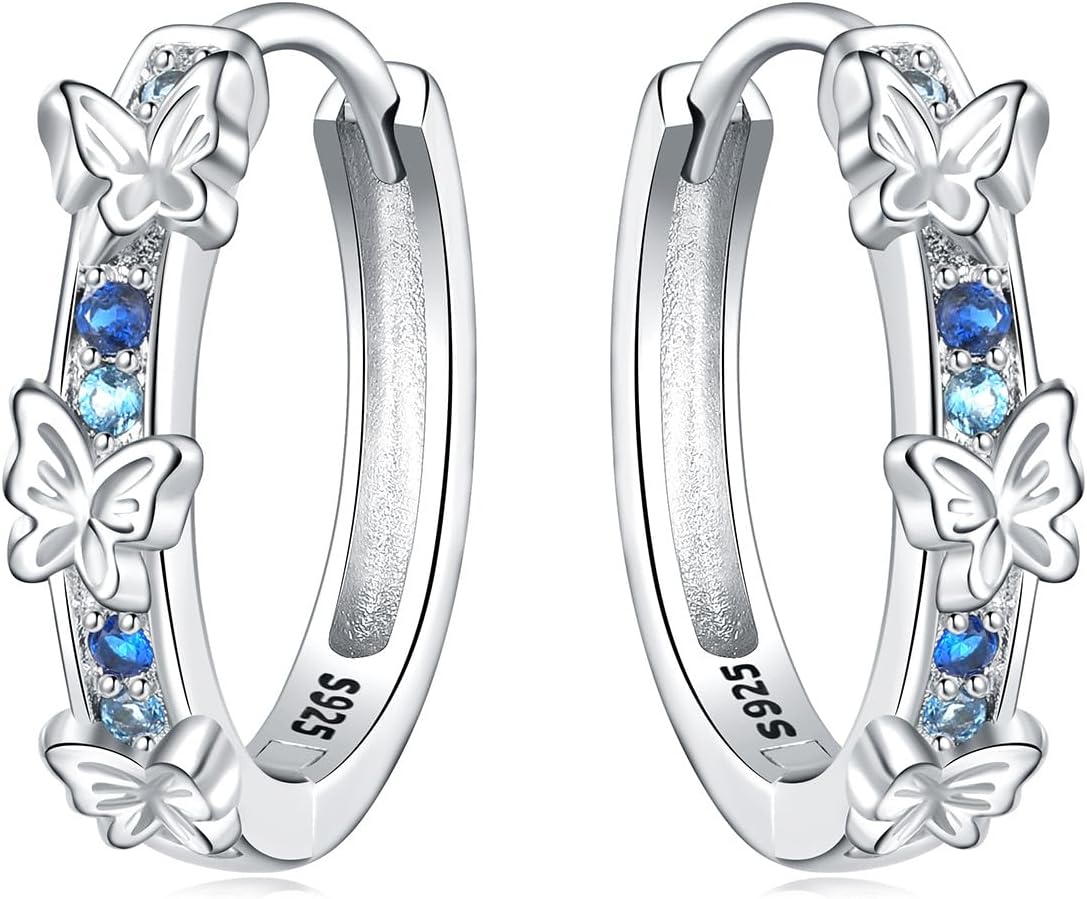 Detalle de CYMYSS Ohrringe Silber 925 Creolen – Kleine Hoop-Ohrringe aus Sterlingsilber für Damen
