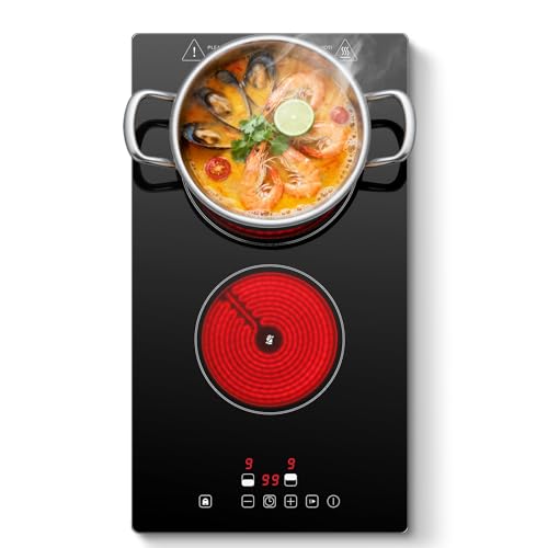 Detalle de SNDOAS Plaque Vitrocéramique 2 Feux – Plaque de Cuisson Électrique 3000W