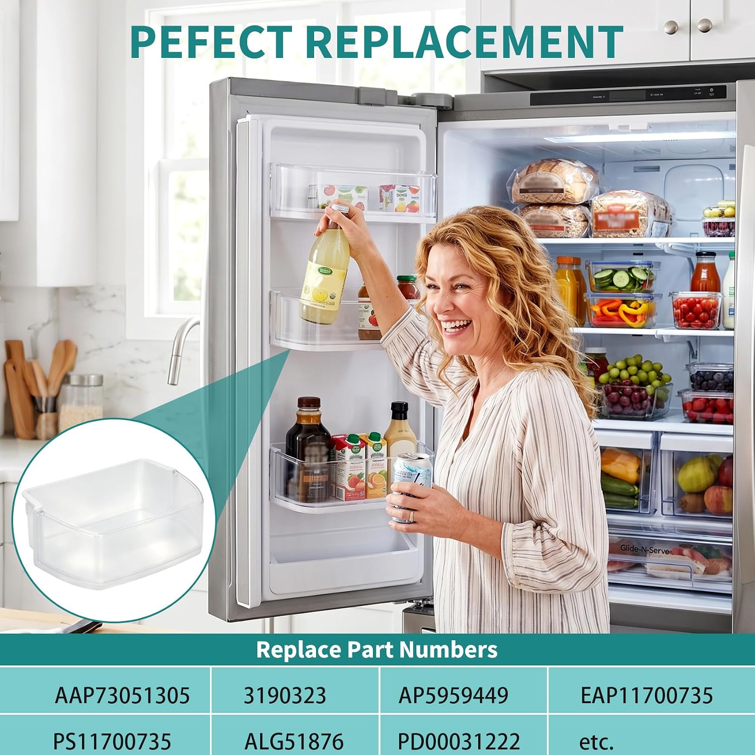 Detalle 2 de M Motico AAP73051305 Refrigerator Door Bin, 2-Pack with EVA Shelf Liners