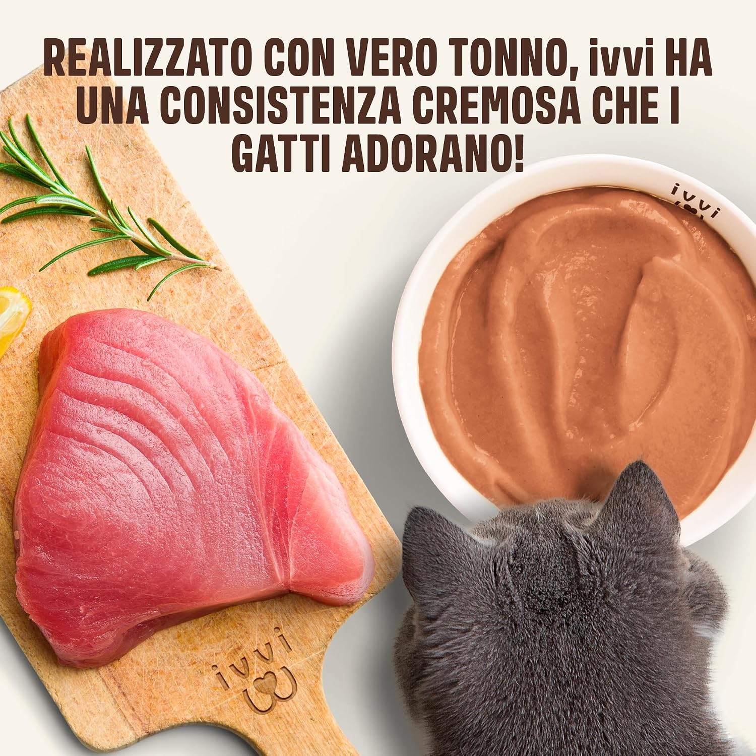 Detalle 2 de ivvi Anti-Hairball Essenza per Gatti con malto, olmo rosso, inulina e psyllium (crema con vero tonno) 30x15g