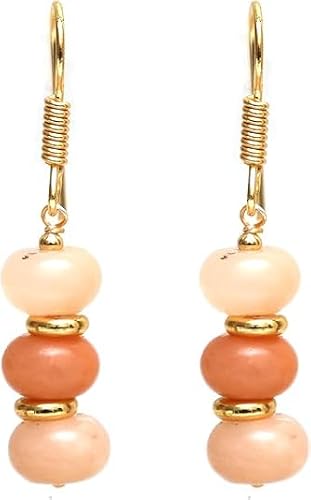 Thumbnail 1 de Gempires Natural Gemstone Rondelle Bead Earrings, Peach Moonstone by GEMPIRES NATURE’S TREASURE