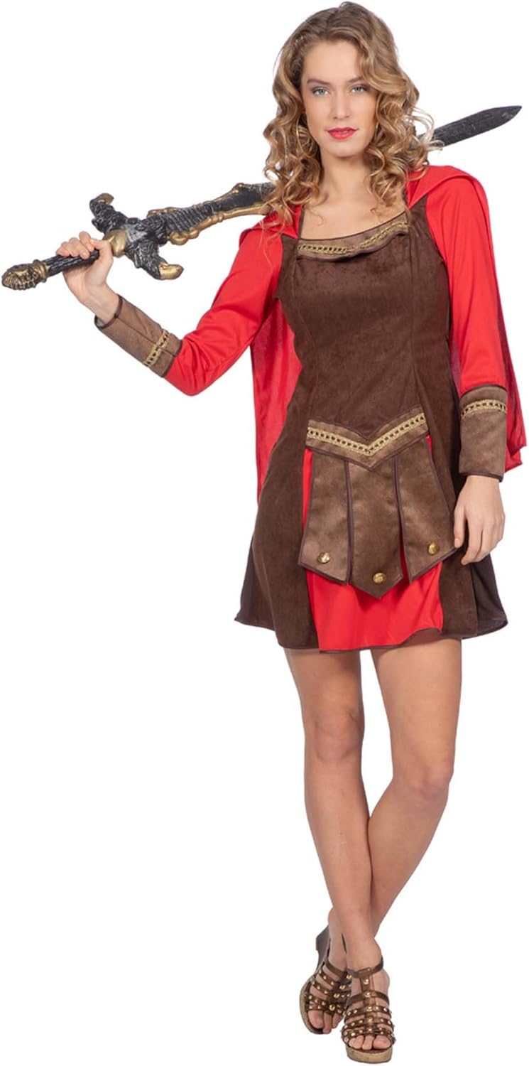 Thumbnail 1 de WILBERS & WILBERS 4460 Römerin-Kleid für Damen (braun/rot) mit Umhang – Karnevalskostüm