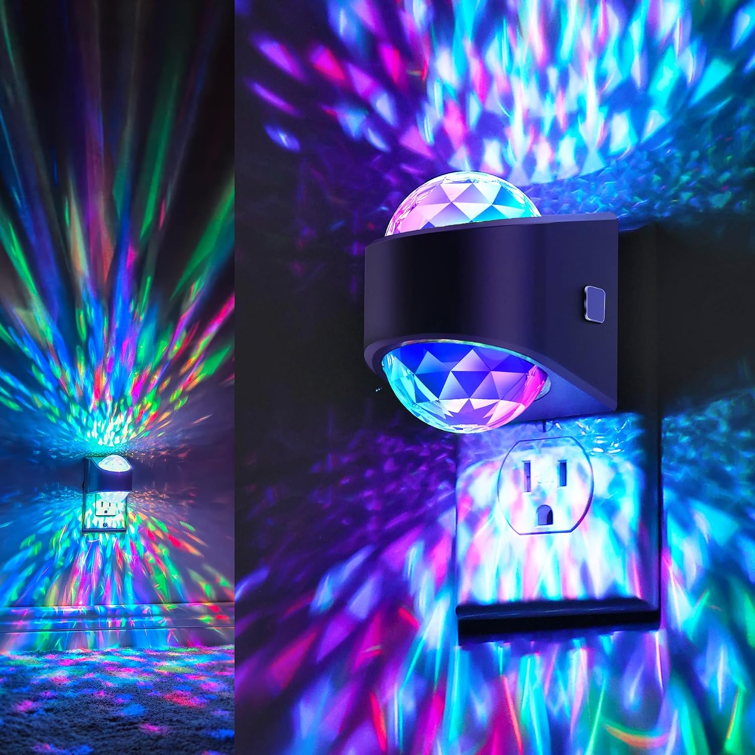 Briignite IP207 Star Projector Night Light, 9-Color RGB, Dusk-to-Dawn Sensor