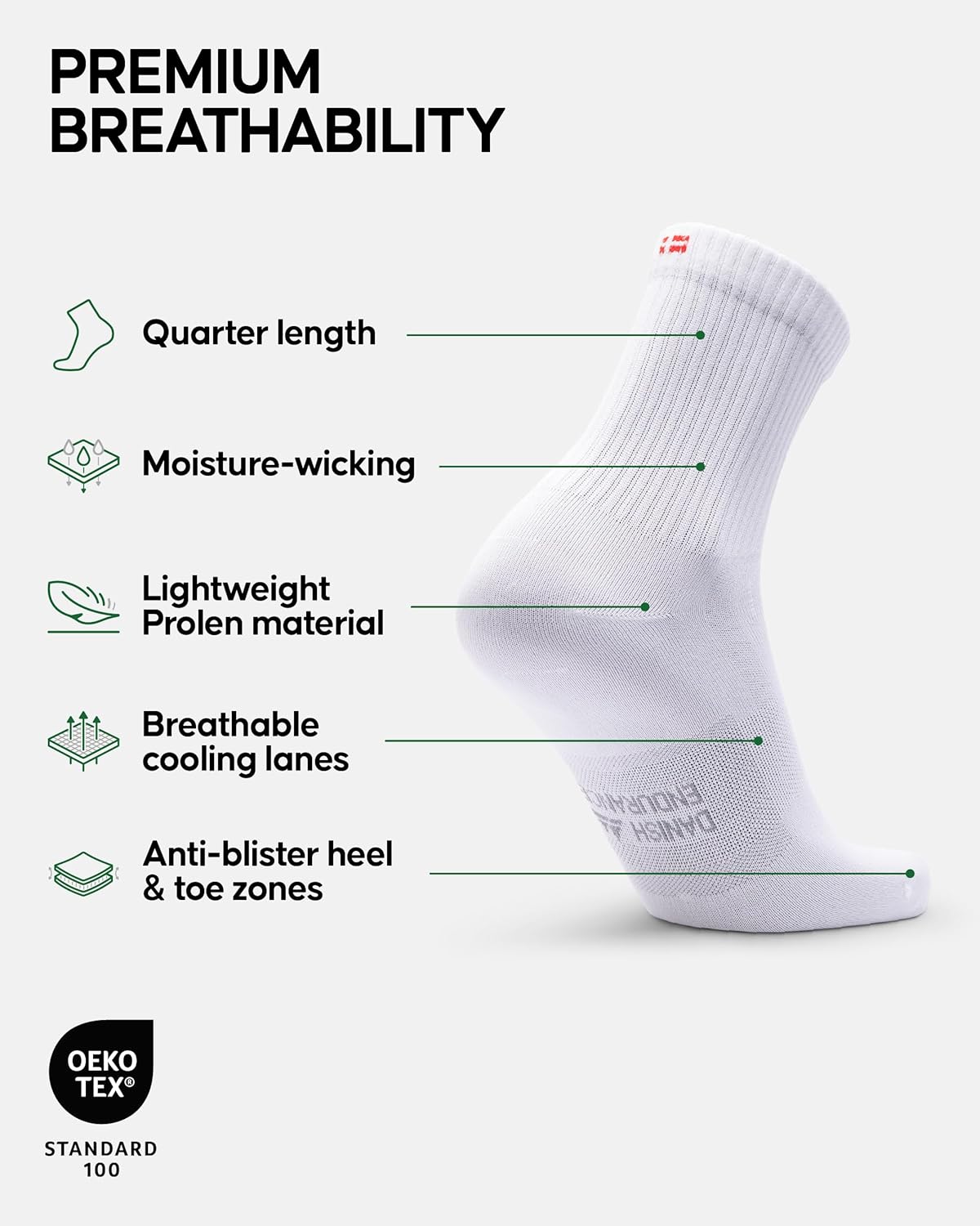 Thumbnail 1 de DANISH ENDURANCE Running Socks with Precision-Fit – Lightweight, Breathable Quarter Socks (3 & 5 Pack) for Gym and Training