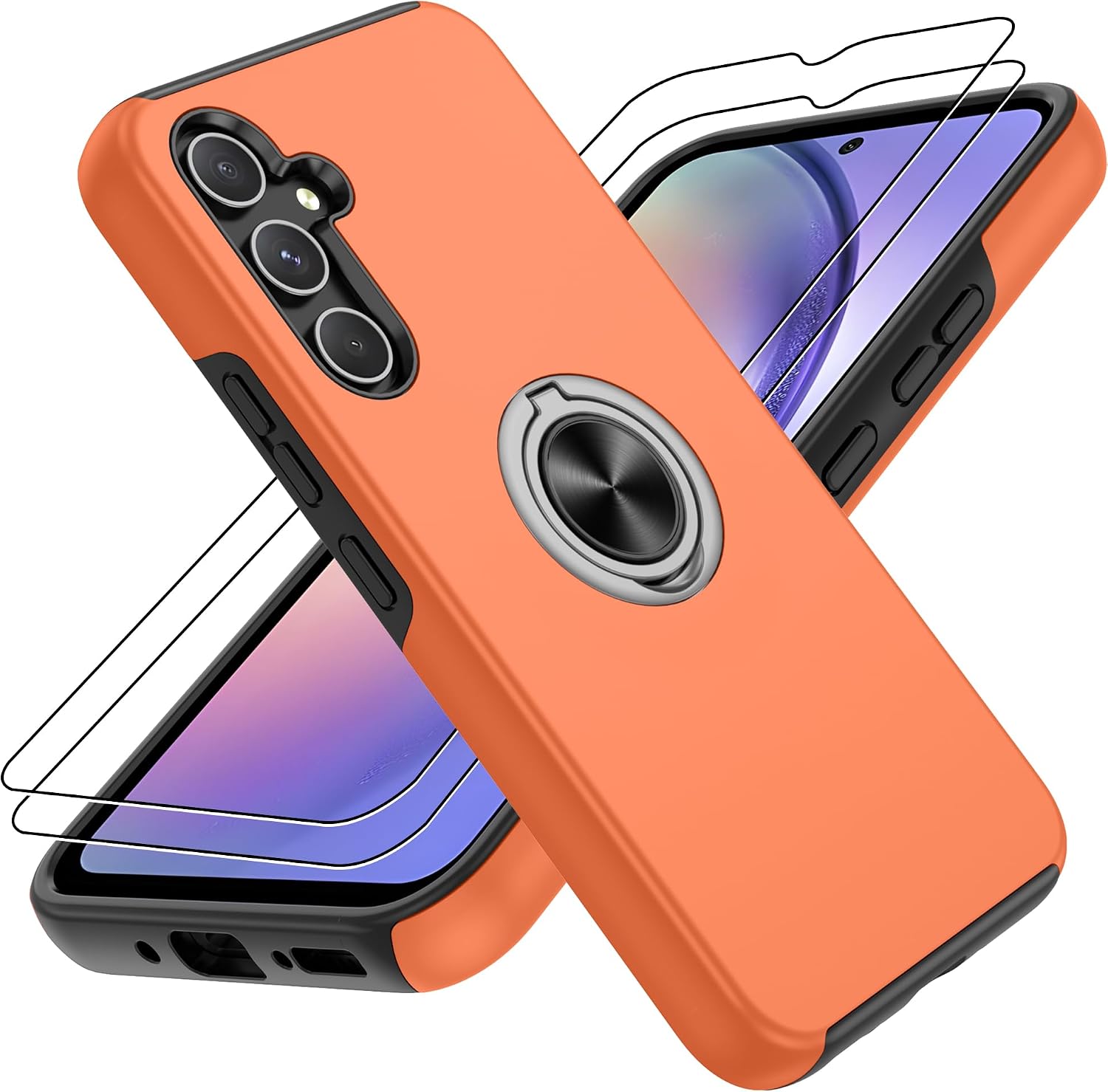 Detalle de Gritup Hülle für Samsung Galaxy A54 – Stoßfest, 360°-Ständer, inkl. 2 Displayschutzfolien