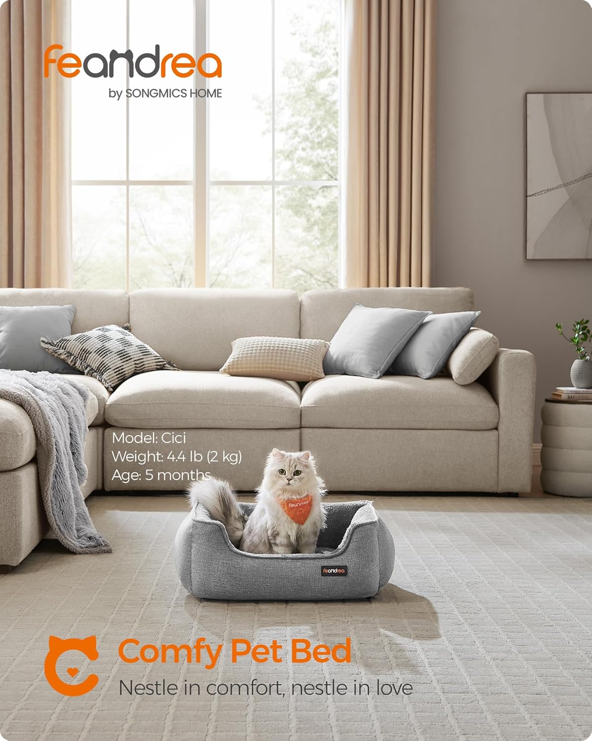 Detalle de Feandrea Dog Bed linen-look 60 x 50 x 21 cm