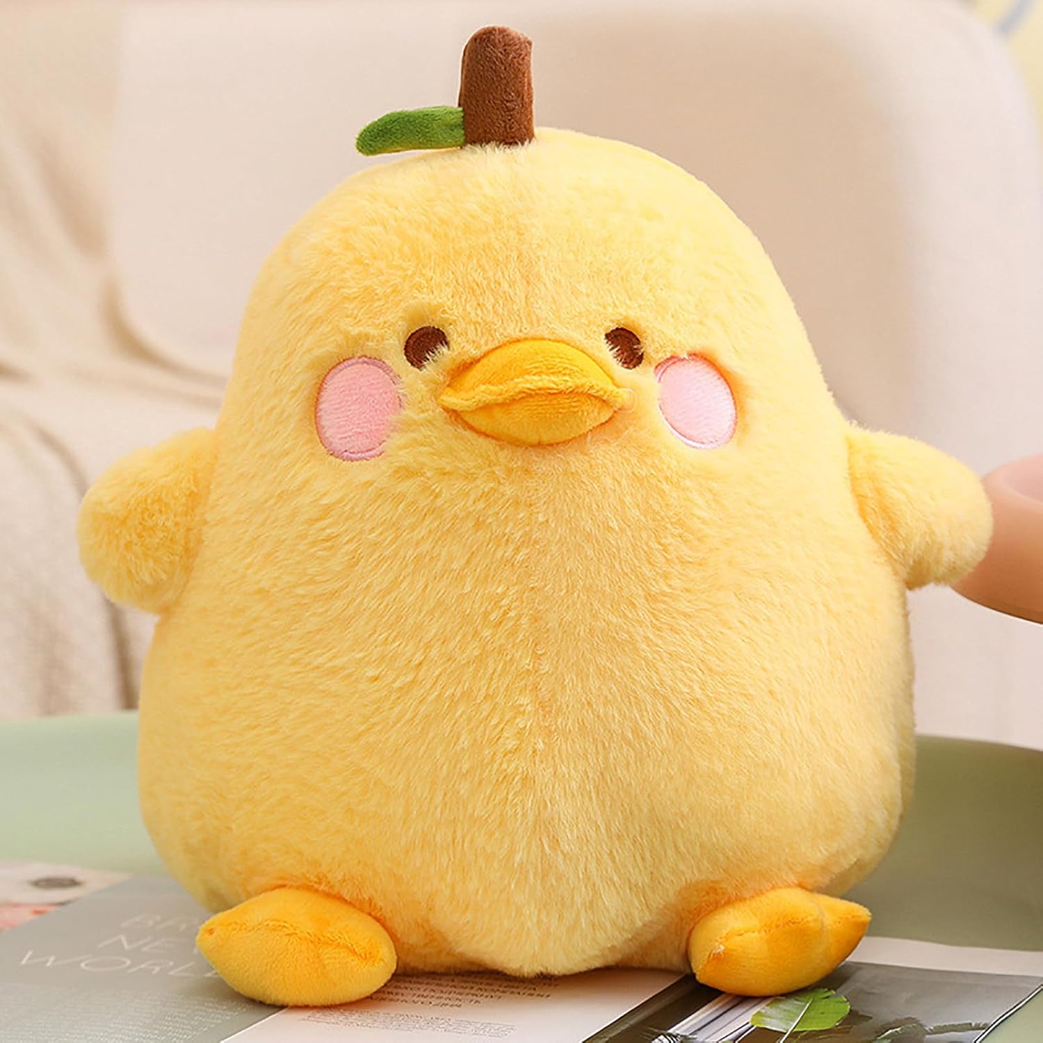 Detalle de Shownicer Ente Plüschtier Kuschelkissen 40 cm – weiches Birnen-Design, CE-zertifiziert
