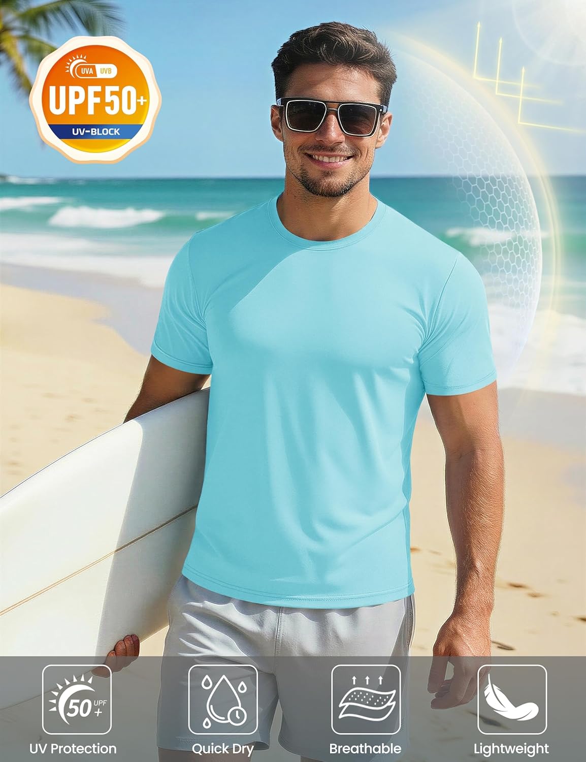 Thumbnail 3 de MAGCOMSEN T-Shirt Sportive da Uomo – Rashguard UPF 50+ con asciugatura rapida, ideale per surfing e attività outdoor
