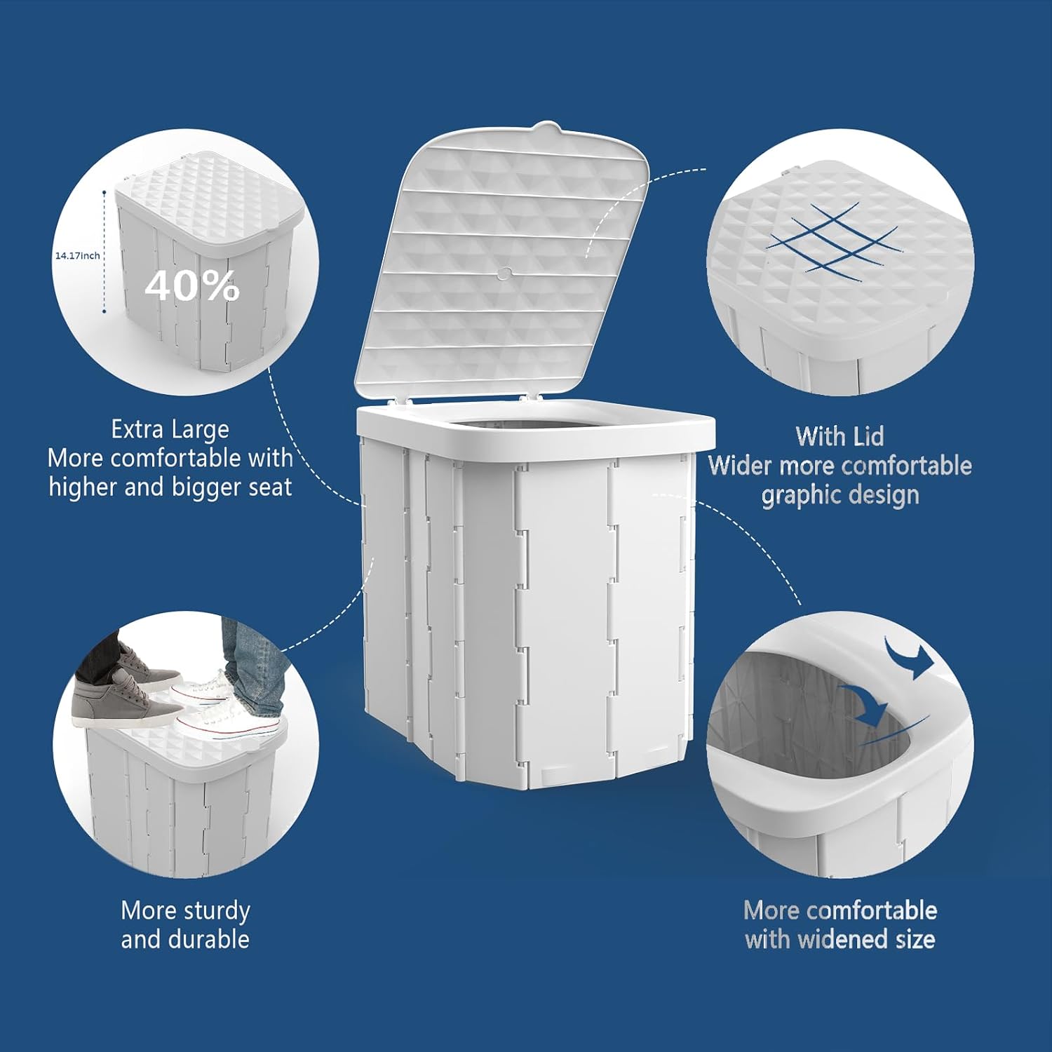 Detalle de Hapoon XL Portable Folding Toilet 400 lb 🚽