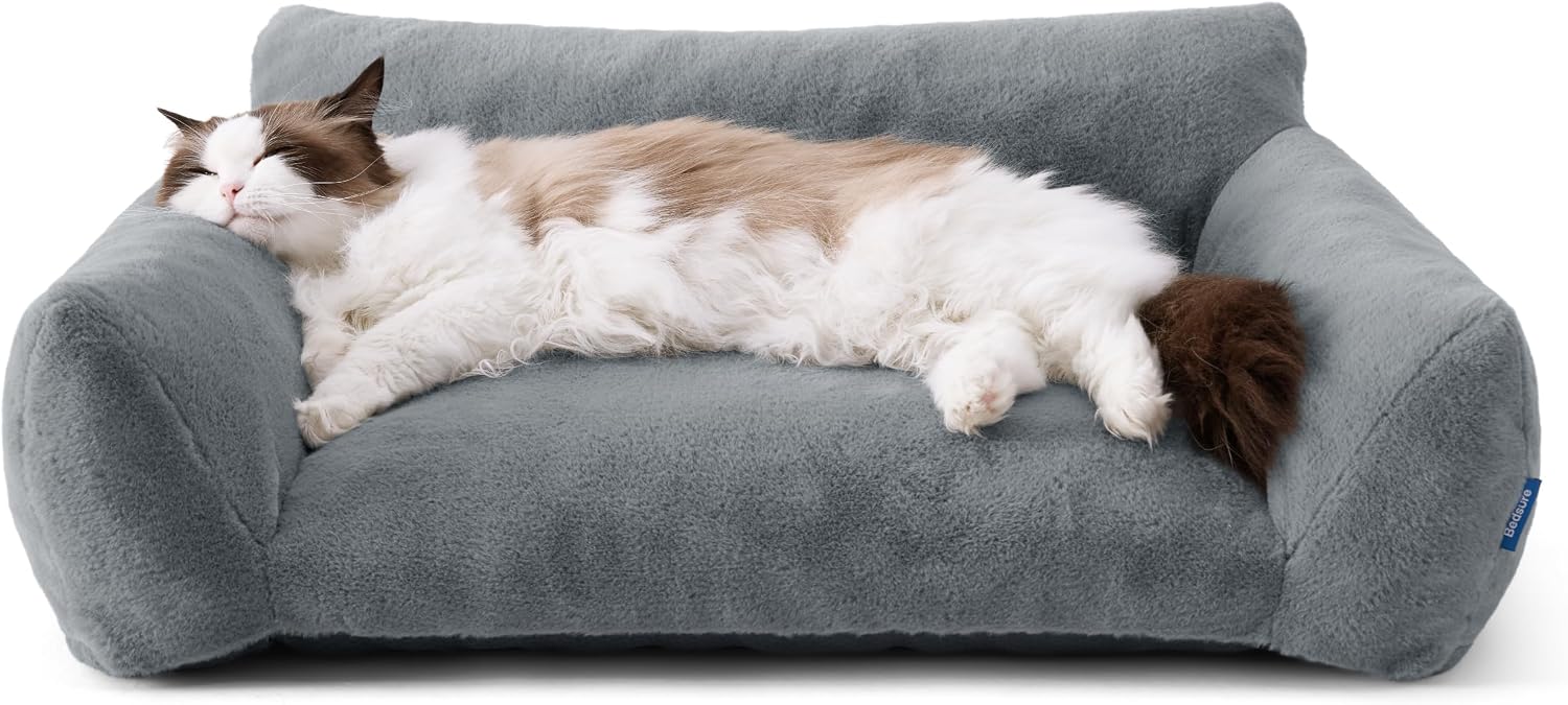 Detalle de Bedsure Dog Sofa Bed Large – Dark Grey, 76x51x25cm, removable cover, anti-slip base