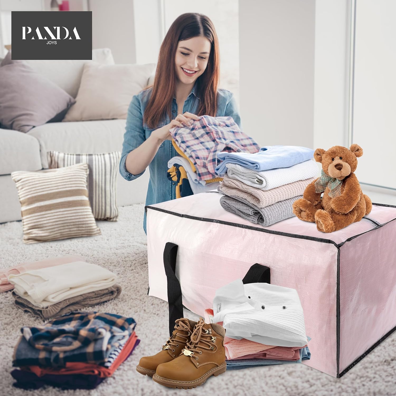 Thumbnail 5 de PANDA JOYS Extra Large Moving Bags (8-Pack) with Zippers & Carry Handles, Semi-Transparent