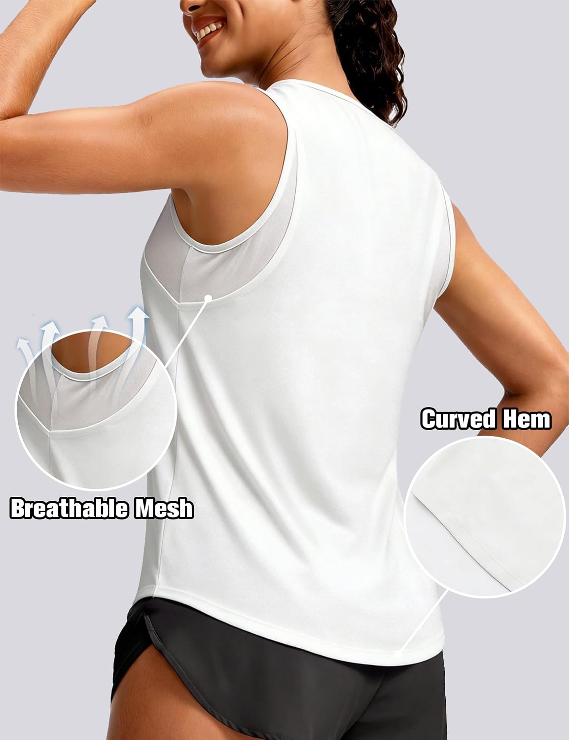 Detalle de Wayleb Canotta Sportiva Donna – Top Palestra Girocollo senza Maniche, Traspirante ed Elasticizzato S-3XL